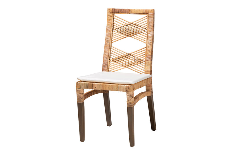 Chesterfield Modern Bohemian Natural Brown Rattan Dining Chair