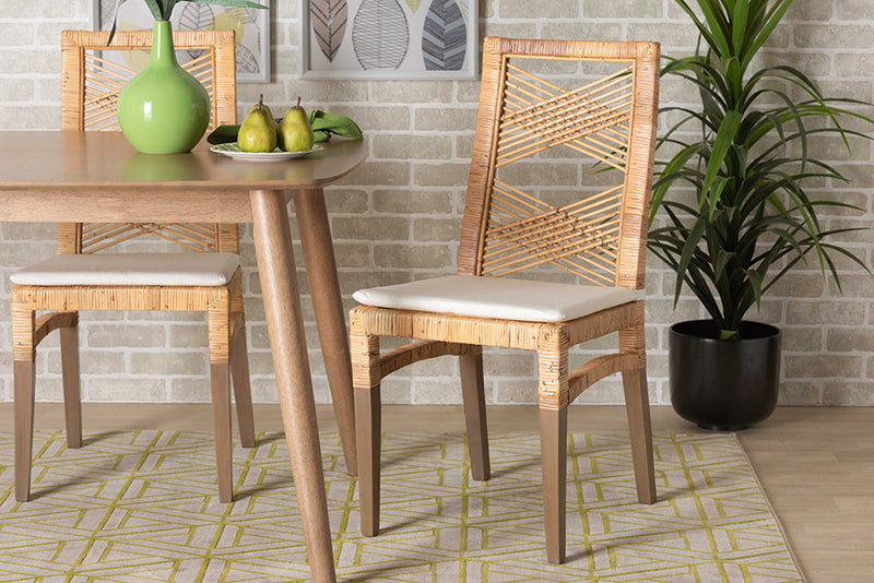 Chesterfield Modern Bohemian Natural Brown Rattan Dining Chair