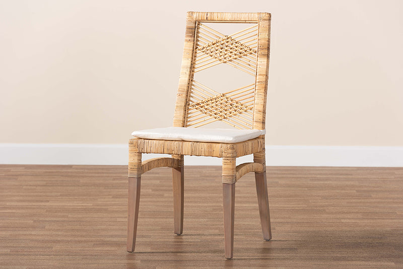 Chesterfield Modern Bohemian Natural Brown Rattan Dining Chair