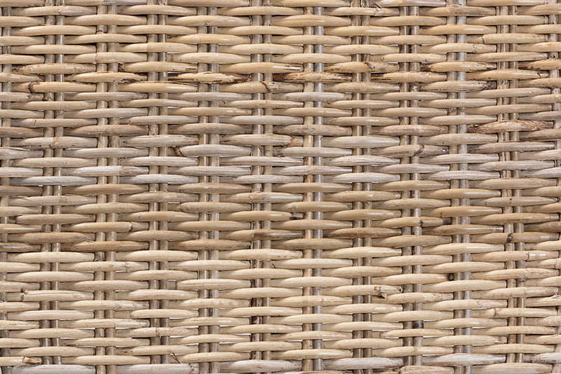 Audrey Gray Rattan and Brown Wood Dining Chair Baxton