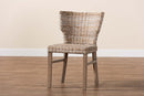 Audrey Gray Rattan and Brown Wood Dining Chair Baxton