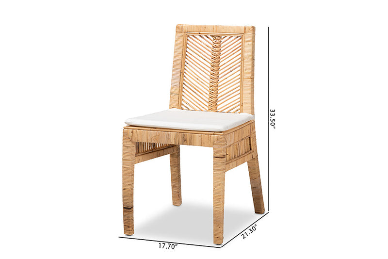 Fredrika Natural Brown Rattan 2Pc Dining Chair Set Baxton