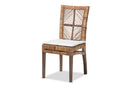 Mahler Greywashed Natural Rattan and Mahogany Dining Chair w/Cushion Baxton