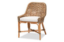 Cody Natural Brown Woven Rattan Dining Side Chair w/Cushion Baxton