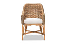 Cody Natural Brown Woven Rattan Dining Arm Chair w/Cushion Baxton