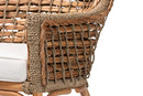 Cody Natural Brown Woven Rattan Dining Arm Chair w/Cushion Baxton