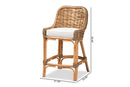 Cody Natural Brown Woven Rattan Counter Stool w/Cushion Baxton
