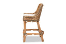 Cody Natural Brown Woven Rattan Counter Stool w/Cushion Baxton