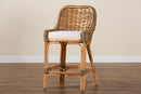 Cody Natural Brown Woven Rattan Counter Stool w/Cushion Baxton