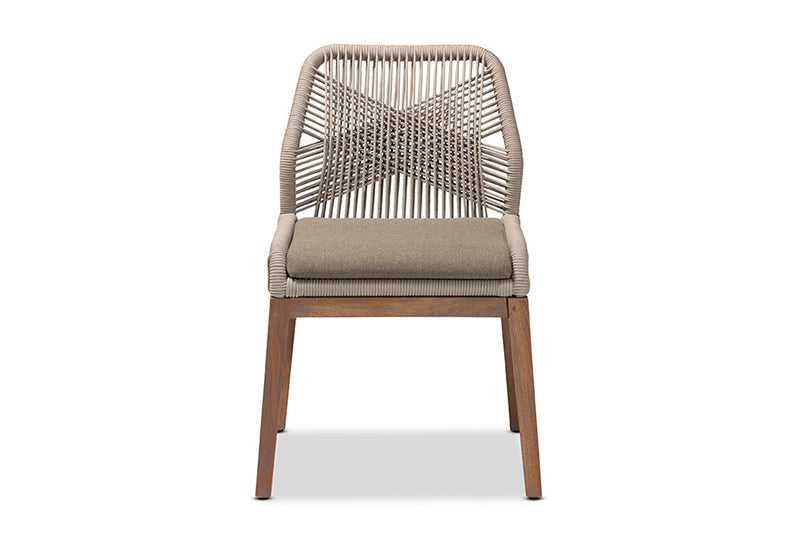 Jessie Gray Woven Rope Mahogany Dining Side Chair Baxton