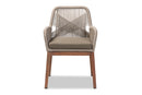 Jessie Gray Woven Rope Mahogany Dining Arm Chair Baxton