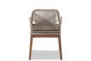 Jessie Gray Woven Rope Mahogany Dining Arm Chair Baxton