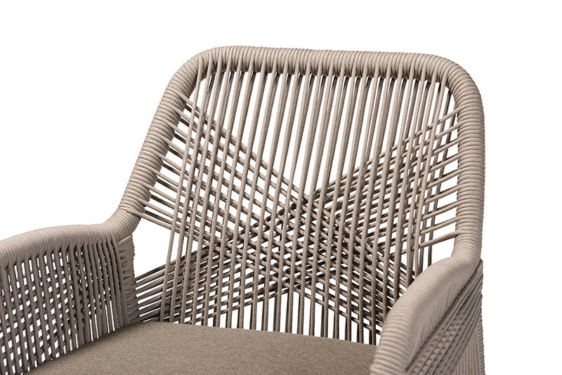 Jessie Gray Woven Rope Mahogany Dining Arm Chair Baxton