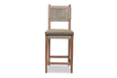 Keita Gray Woven Rope Mahogany Counter Stool Baxton