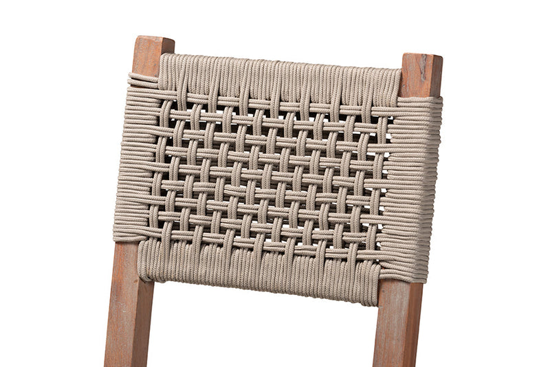 Keita Gray Woven Rope Mahogany Counter Stool Baxton