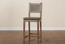 Keita Gray Woven Rope Mahogany Counter Stool Baxton