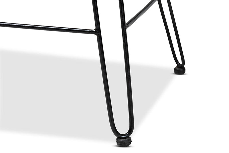 Haina Natural Brown Rattan and Black Metal Counter Stool Baxton