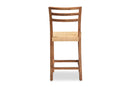 Michi Walnut Brown Mahogany Wood and Natural Rattan Counter Stool Baxton