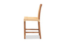 Phoenix Walnut Brown Mahogany Wood and Natural Rattan Counter Stool Baxton