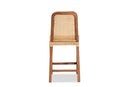 Phoenix Walnut Brown Mahogany Wood and Natural Rattan Counter Stool Baxton