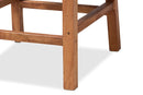 Phoenix Walnut Brown Mahogany Wood and Natural Rattan Counter Stool Baxton