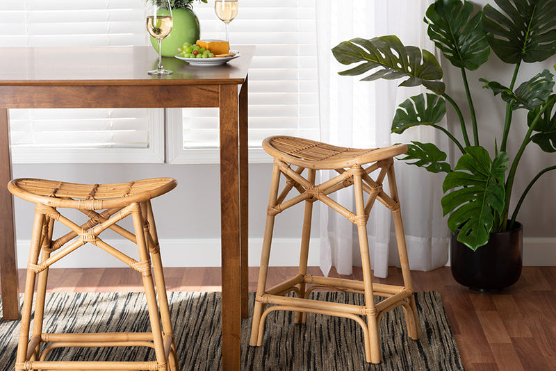 Guevara Natural Brown Rattan Counter Stool Baxton