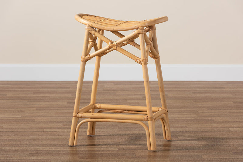 Guevara Natural Brown Rattan Counter Stool Baxton