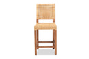 Merci Natural Brown Rattan and Walnut Brown Mahogany Wood Counter Stool Baxton