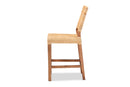 Merci Natural Brown Rattan and Walnut Brown Mahogany Wood Counter Stool Baxton