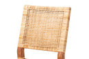 Merci Natural Brown Rattan and Walnut Brown Mahogany Wood Counter Stool Baxton