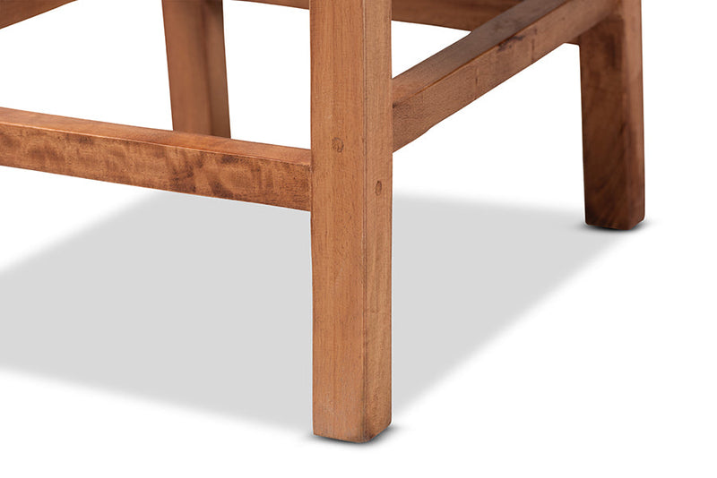 Merci Natural Brown Rattan and Walnut Brown Mahogany Wood Counter Stool Baxton