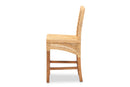Tallis Natural Brown Rattan and Walnut Brown Mahogany Wood Counter Stool Baxton