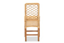 Tallis Natural Brown Rattan and Walnut Brown Mahogany Wood Counter Stool Baxton