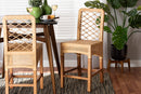 Tallis Natural Brown Rattan and Walnut Brown Mahogany Wood Counter Stool Baxton