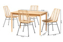Caelinus Rattan and Natural Oak 5-Piece Dining Set Baxton