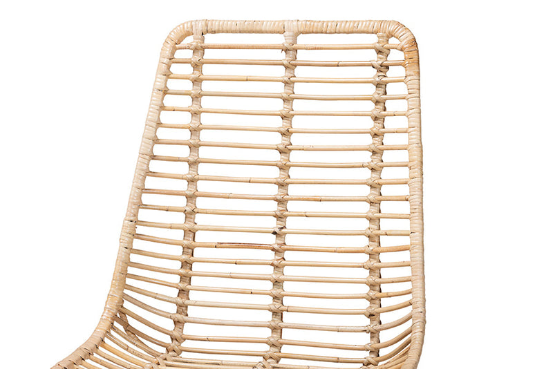 Caelinus Rattan and Natural Oak 5-Piece Dining Set Baxton