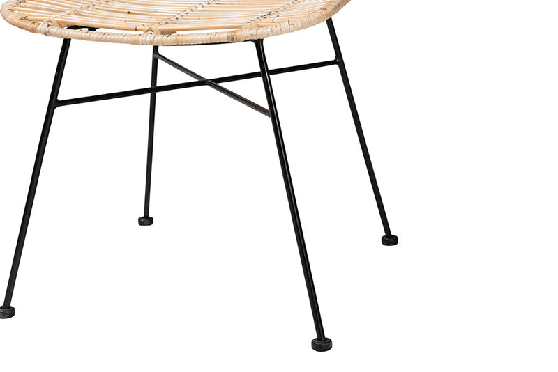 Caelinus Rattan and Natural Oak 5-Piece Dining Set Baxton
