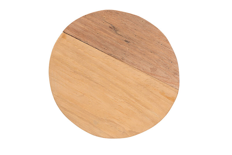 Verino Natural Brown Teak Wood Ottoman Footstool Baxton