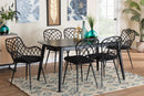 Robista Black and Rattan 7-Piece Dining Set Baxton