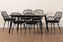 Robista Black and Rattan 7-Piece Dining Set Baxton