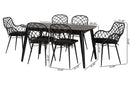 Robista Black and Rattan 7-Piece Dining Set Baxton