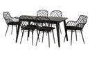 Robista Black and Rattan 7-Piece Dining Set Baxton