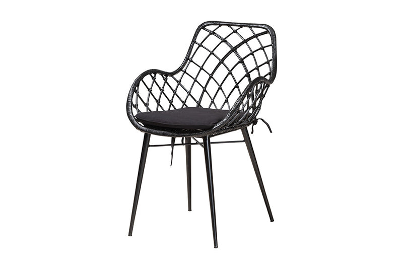 Robista Black and Rattan 7-Piece Dining Set Baxton