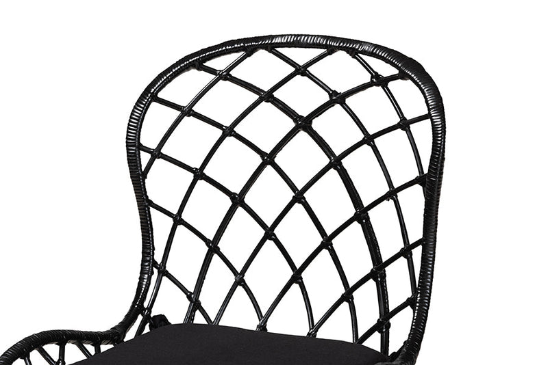Frank Black and Rattan 5-Piece Dining Set Baxton