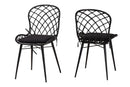 Frank Black Finished Rattan and Metal 2Pc Dining Chair Set Baxton