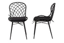 Frank Black Finished Rattan and Metal 2Pc Dining Chair Set Baxton
