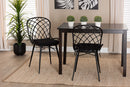 Frank Black Finished Rattan and Metal 2Pc Dining Chair Set Baxton