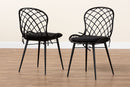 Frank Black Finished Rattan and Metal 2Pc Dining Chair Set Baxton