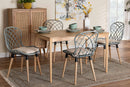 Frank Light Blue Rattan and Natural Brown 5-Piece Dining Set Baxton