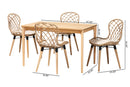 Frank Greywashed Rattan and Natural Brown 5-Piece Dining Set Baxton
